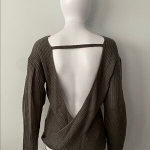 SOLD!!! Divided Gray Ribbed Crew Neck Open Back Sweater